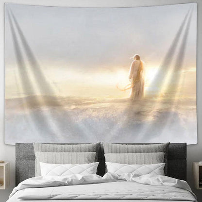 Jesus Walking On The Water Tapestry Art - Christian Wall Art Decor - Jesus Christ Tapestry