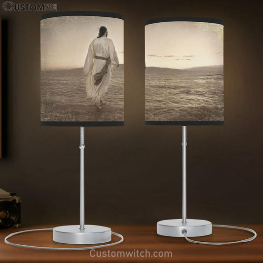Jesus Walking On Water Art Table Lamb - Jesus Christ Picture - Christian Home Decor