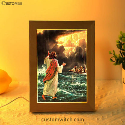 Jesus Walking On Water Art Frame Lamp - Jesus Portrait Frame Lamp Prints - Christian Art