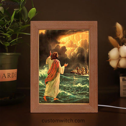 Jesus Walking On Water Art Frame Lamp - Jesus Portrait Frame Lamp Prints - Christian Art