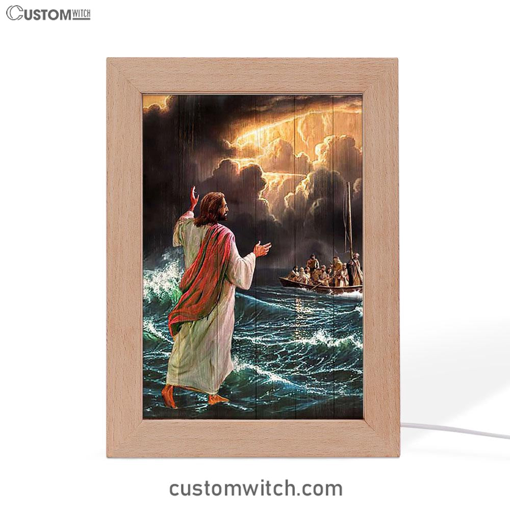 Jesus Walking On Water Art Frame Lamp - Jesus Portrait Frame Lamp Prints - Christian Art