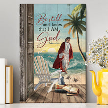 Load image into Gallery viewer, Jesus Walking On Water Canvas - Be Still And Know That I Am God Wall Art Canvas - Jesus Portrait Canvas Prints - Christian Wall Art
