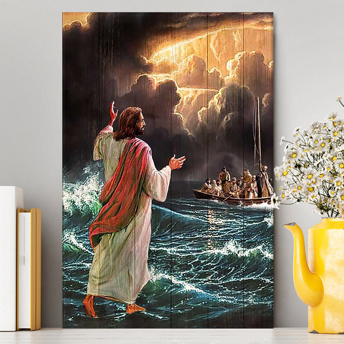 Jesus Walking On Water Canvas Art - Christian Art - Bible Verse Wall Art - Religious Home Decor