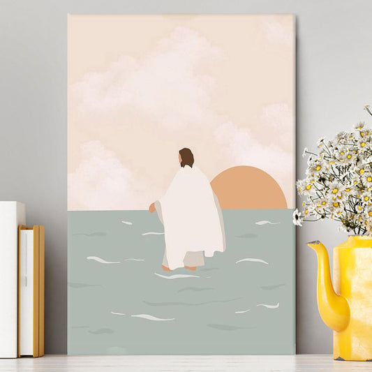 Jesus Walking On Water Canvas Painting - Jesus Wall Decor - Christian Wall Art