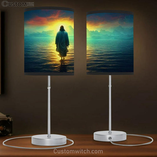 Jesus Walking On Water Table Lamb Gift - Jesus Christ Picture - Christian Home Decor