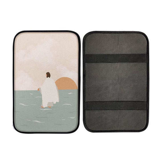 Jesus Walking On Water Car Armrest Pad Painting - Jesus, God Car Armrest Accessories