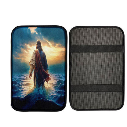 Jesus Walking On Water Car Center Console Cover - Jesus Car Armrest Pad, God Car Armrest Accessories