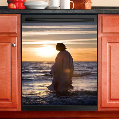 Jesus Walking On Water Dishwasher Cover, Christian Dishwasher Wrap, Jesus Kitchen Decoration