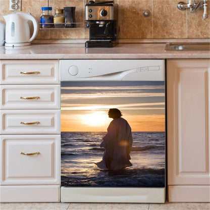 Jesus Walking On Water Dishwasher Cover, Christian Dishwasher Wrap, Jesus Kitchen Decoration
