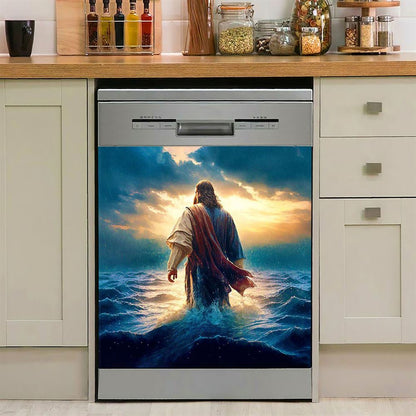 Jesus Walking On Water Dishwasher Cover, Jesus Dishwasher Wrap, Christian Kitchen Decor
