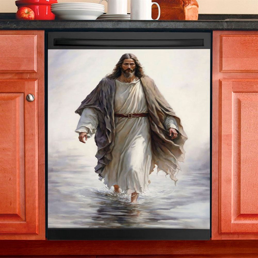 Jesus Walking On Water Dishwasher Cover, Jesus Pictures, Christian Kitchen Decoration