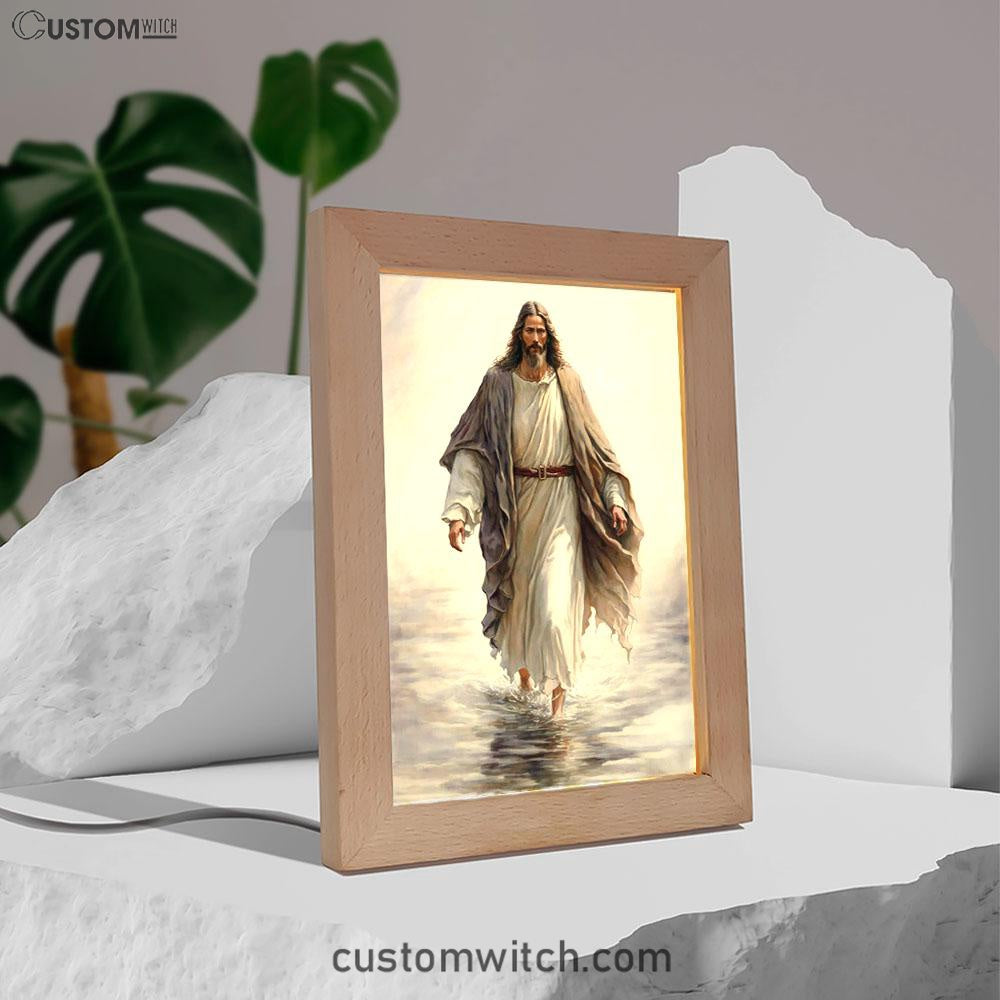 Jesus Walking On Water Frame Lamp Art - Jesus Pictures - Christian Decor - Jesus Frame Lamp Art