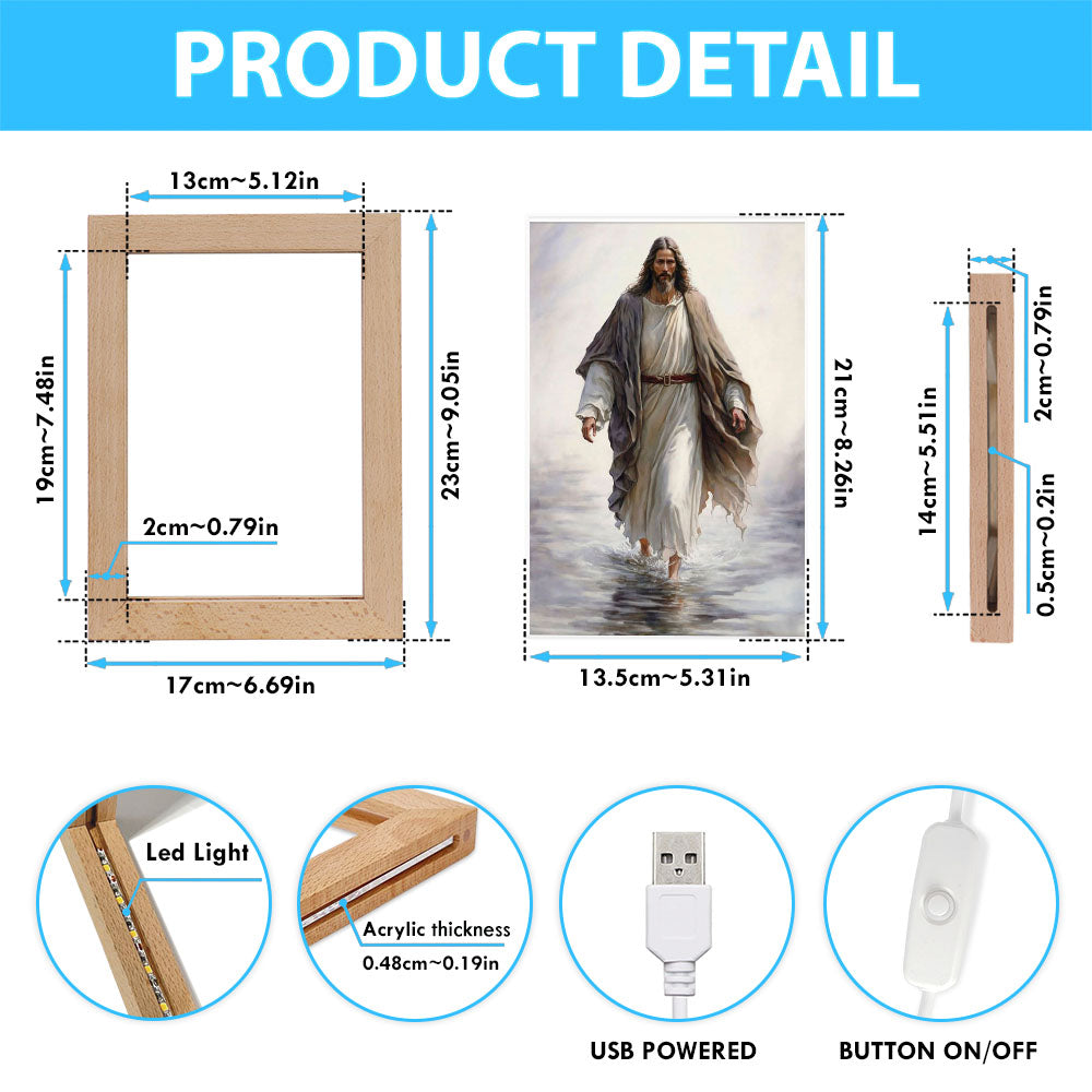 Jesus Walking On Water Frame Lamp Art - Jesus Pictures - Christian Decor - Jesus Frame Lamp Art