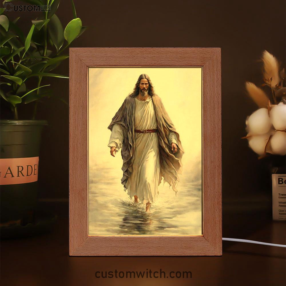 Jesus Walking On Water Frame Lamp Art - Jesus Pictures - Christian Decor - Jesus Frame Lamp Art