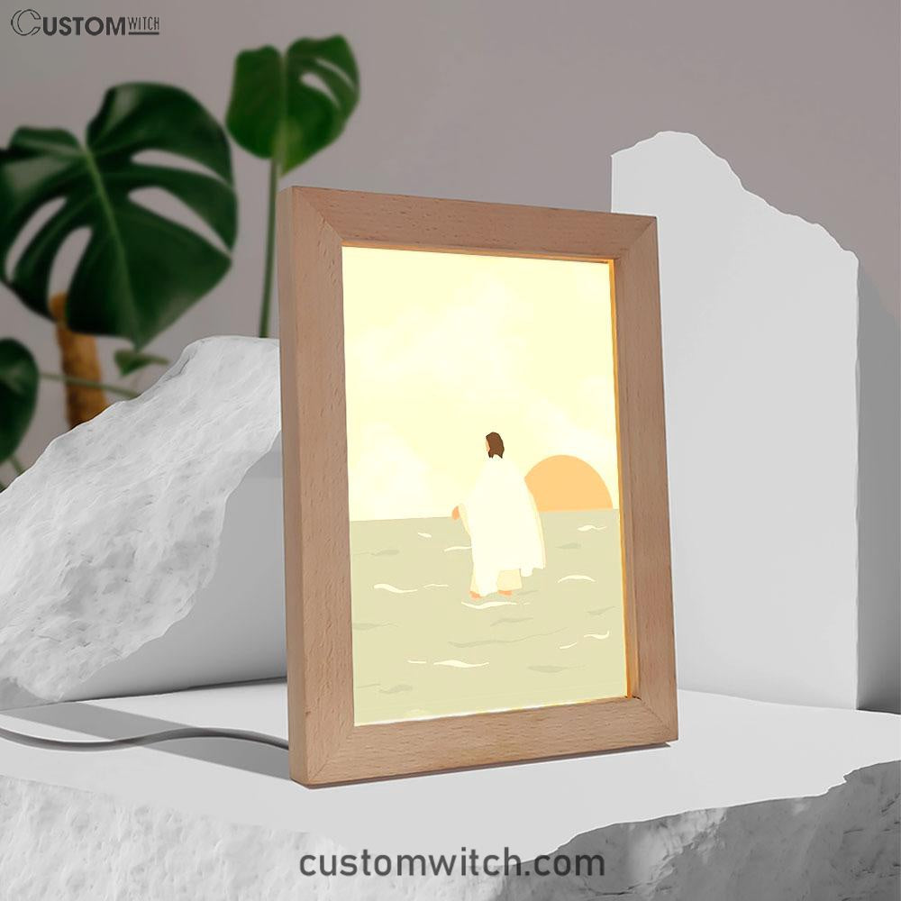 Jesus Walking On Water Frame Lamp Painting - Jesus Decor - Christian Art
