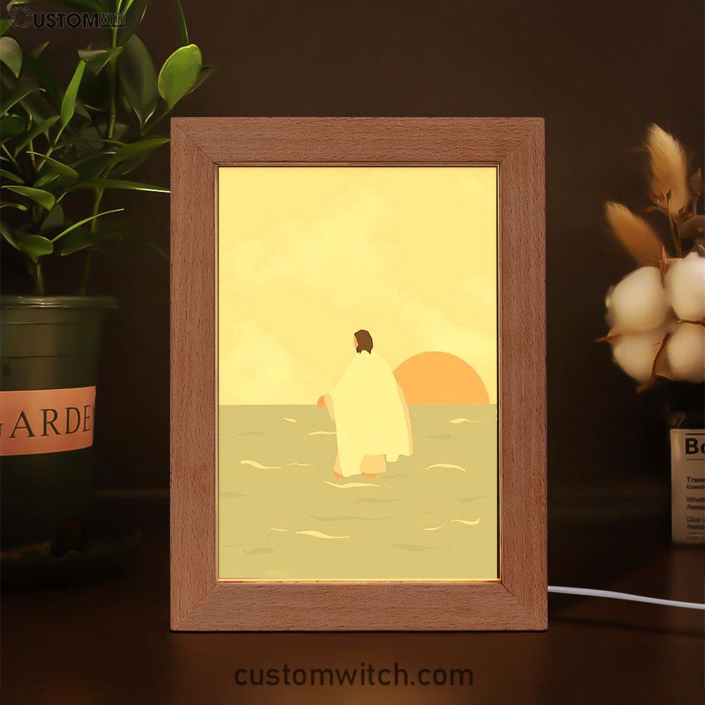 Jesus Walking On Water Frame Lamp Painting - Jesus Decor - Christian Art