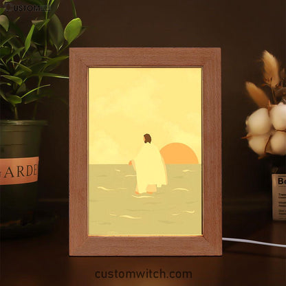 Jesus Walking On Water Frame Lamp Painting - Jesus Decor - Christian Art