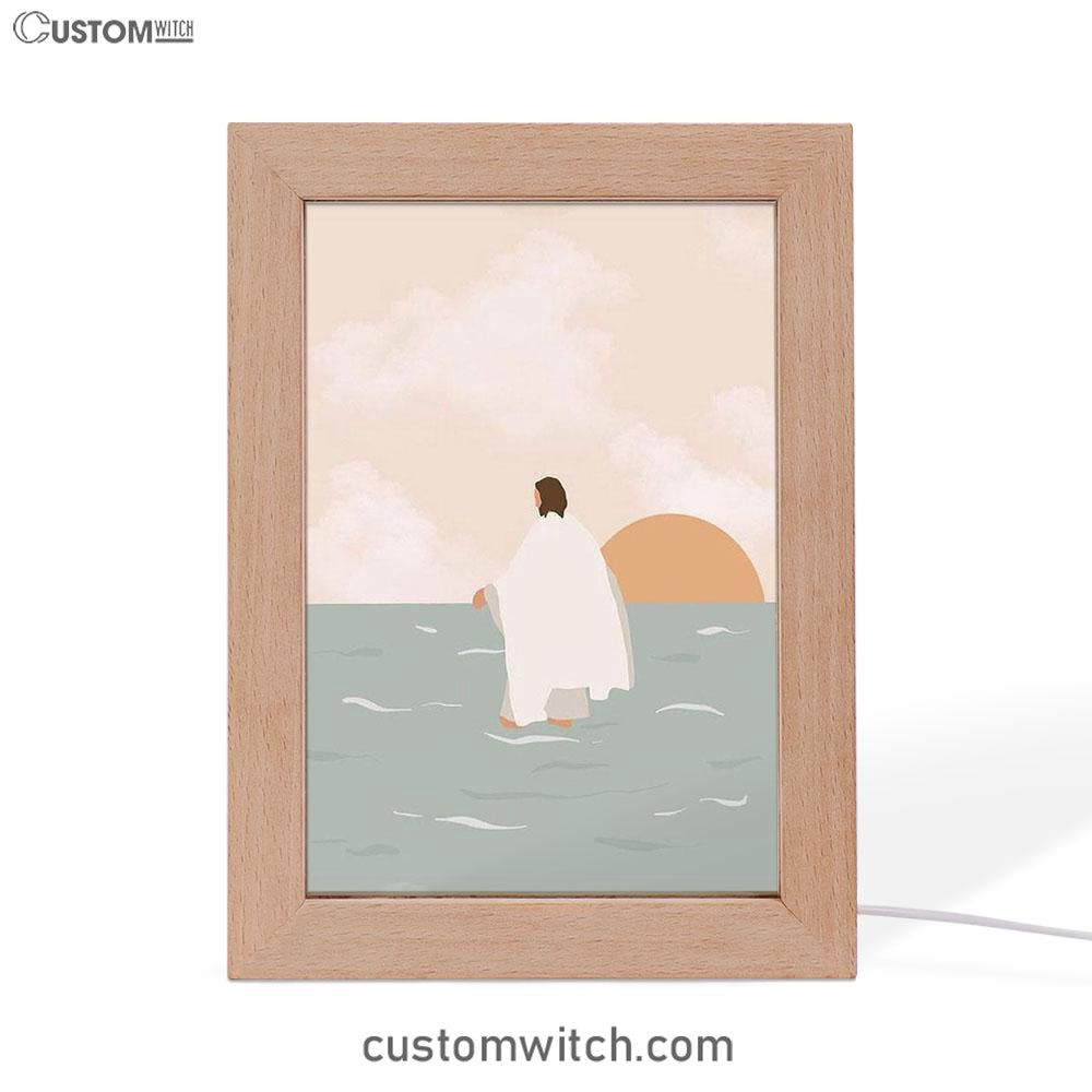 Jesus Walking On Water Frame Lamp Painting - Jesus Decor - Christian Art