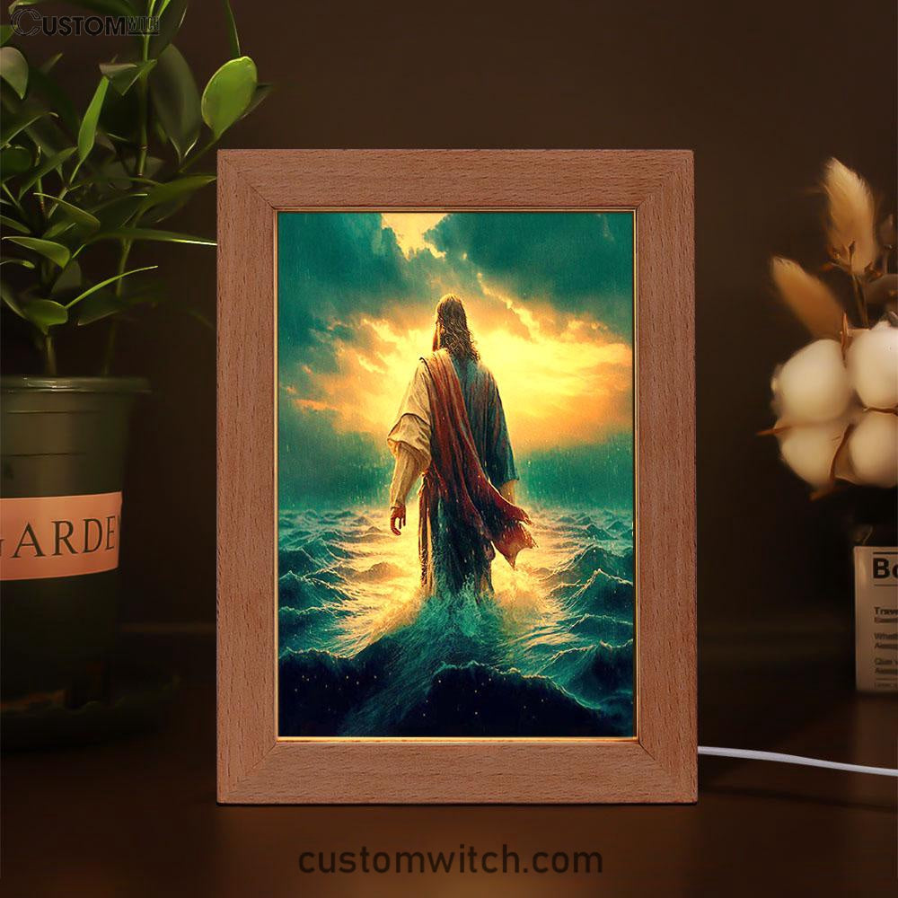 Jesus Walking On Water Frame Lamp Print - Jesus Decor - Christian Art