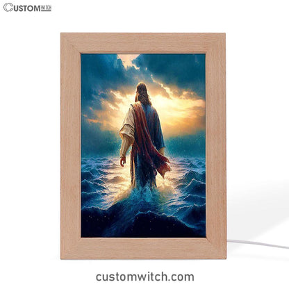 Jesus Walking On Water Frame Lamp Print - Jesus Decor - Christian Art