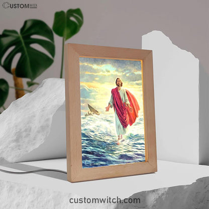 Jesus Walking On Water Frame Lamp Prints - Religious Frame Lamp Art - Christian Decor
