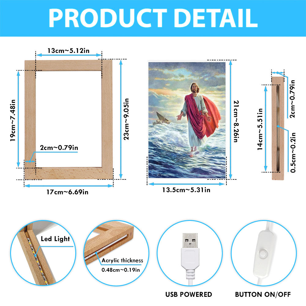 Jesus Walking On Water Frame Lamp Prints - Religious Frame Lamp Art - Christian Decor