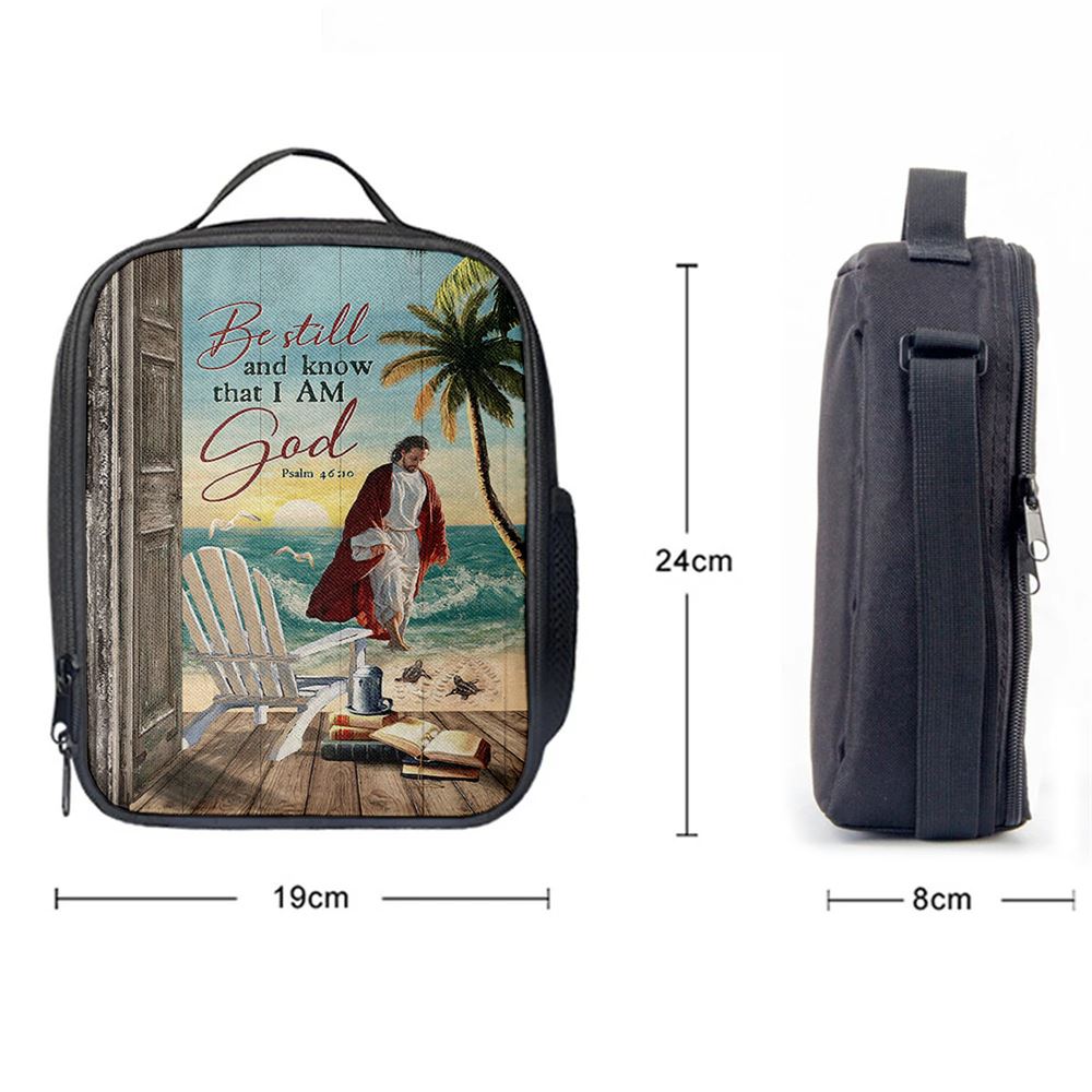 Jesus Walking On Water Lunch Bag - Be Still And Know That I Am God Lunch Bag, Christian Lunch Box For School, Picnic