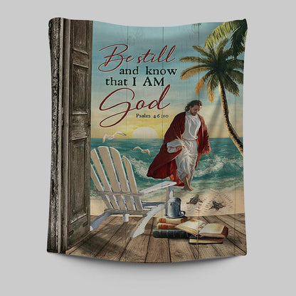 Jesus Walking On Water Tapestry - Be Still And Know That I Am God Wall Art Tapestry - Jesus Portrait Tapestry Prints - Christian Wall Art