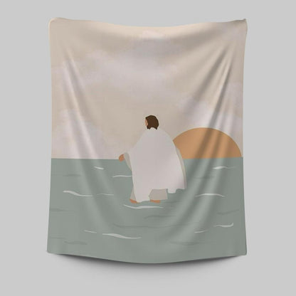 Jesus Walking On Water Tapestry Painting - Jesus Wall Decor - Christian Wall Art