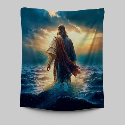 Jesus Walking On Water Tapestry Print - Jesus Wall Decor - Christian Wall Art