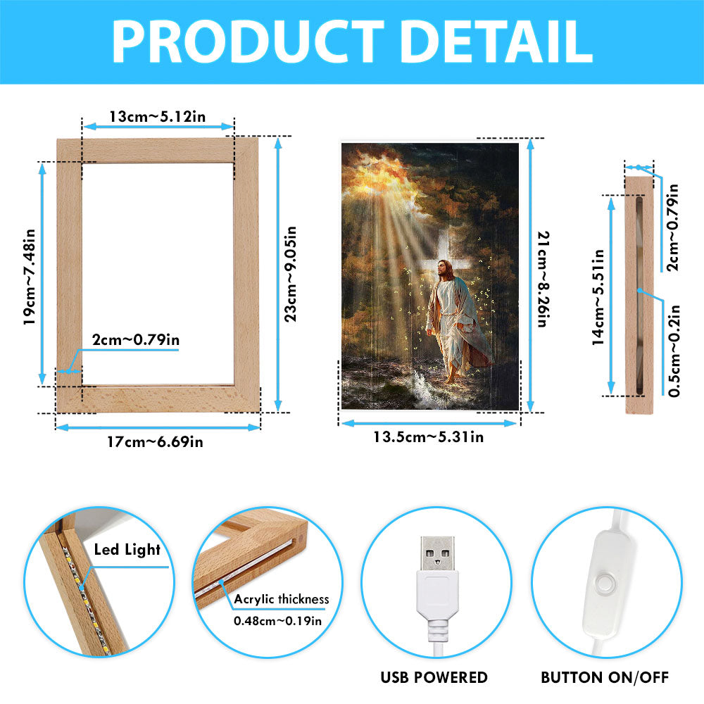 Jesus Walking On Water Yellow Butterfly Frame Lamp Art - Christian Art - Bible Verse Art - Religious Home Decor