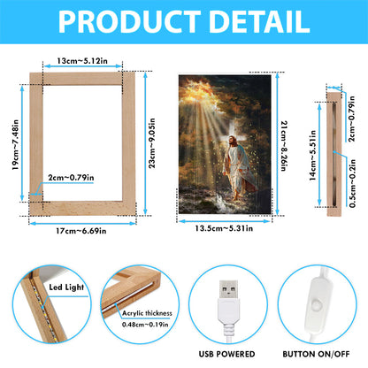 Jesus Walking On Water Yellow Butterfly Frame Lamp Art - Christian Art - Bible Verse Art - Religious Home Decor