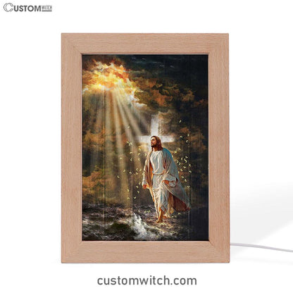 Jesus Walking On Water Yellow Butterfly Frame Lamp Art - Christian Art - Bible Verse Art - Religious Home Decor