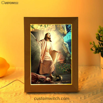 Jesus Walking Out Of Tomb Frame Lamp Pictures - Jesus Art Prints - Jesus Art - Christian Home Decor
