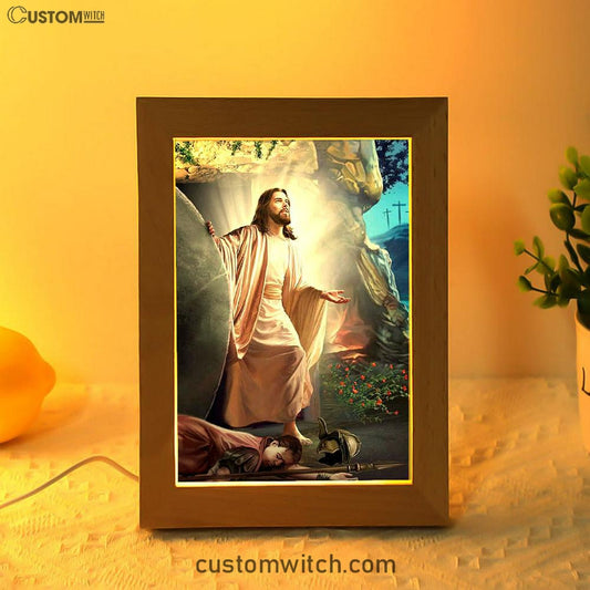 Jesus Walking Out Of Tomb Frame Lamp Pictures - Jesus Art Prints - Jesus Art - Christian Home Decor