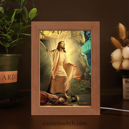 Jesus Walking Out Of Tomb Frame Lamp Pictures - Jesus Art Prints - Jesus Art - Christian Home Decor