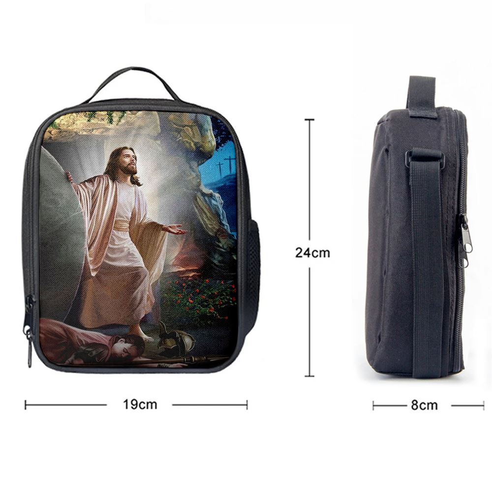 Jesus Walking Out Of Tomb Lunch Bag - Jesus Art, Christian Lunch Box For School, Picnic