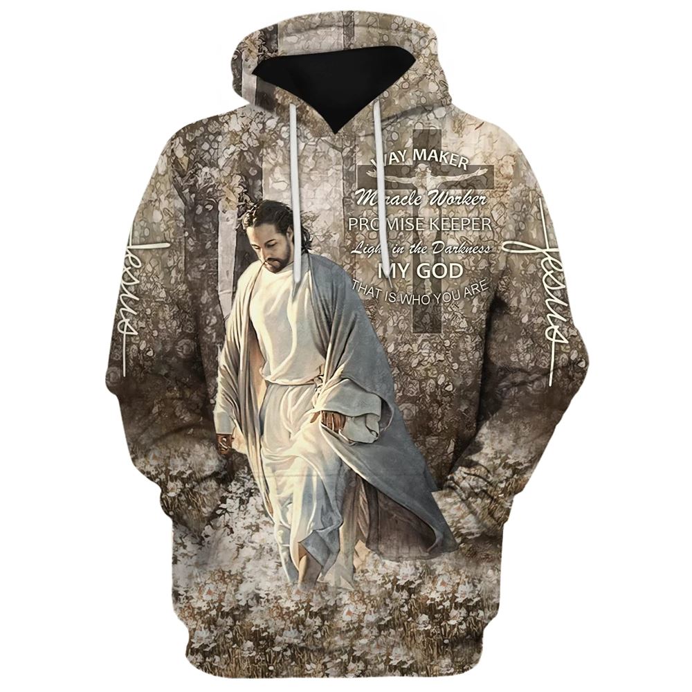 Jesus Walking Through The Fields Hoodie Way Maker Miracle Worker Hoodies Jesus Hoodie Men & Women, God 3D Printed Hoodie, Christian Apparel Hoodies