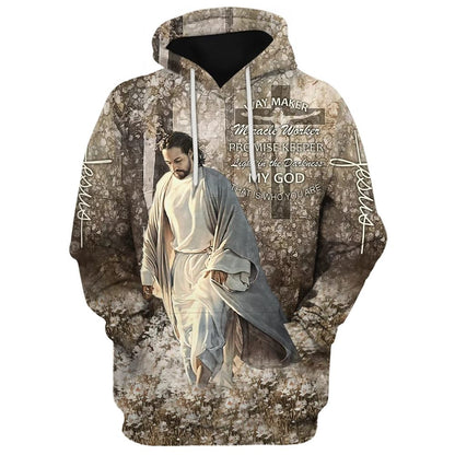Jesus Walking Through The Fields Hoodie Way Maker Miracle Worker Hoodies Jesus Hoodie Men & Women, God 3D Printed Hoodie, Christian Apparel Hoodies