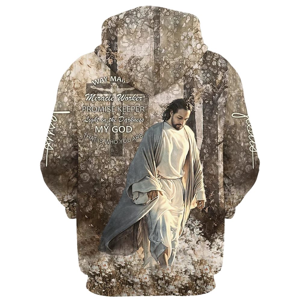 Jesus Walking Through The Fields Hoodie Way Maker Miracle Worker Hoodies Jesus Hoodie Men & Women, God 3D Printed Hoodie, Christian Apparel Hoodies