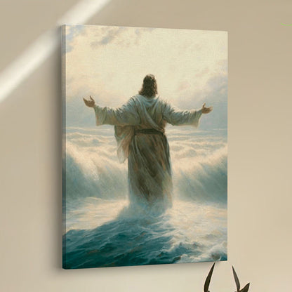 Jesus Walking Through The Sea Canvas Pictures - Christian Wall Art - Jesus Canvas Art