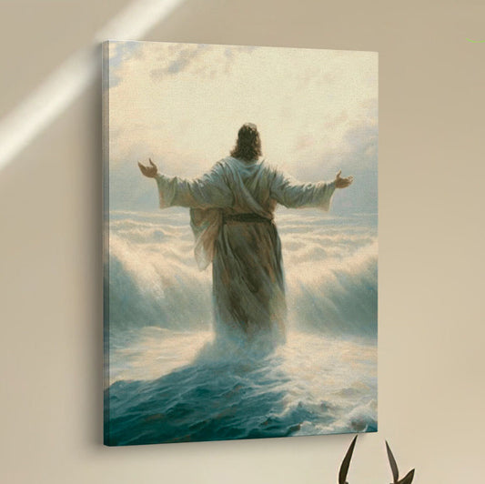 Jesus Walking Through The Sea Canvas Pictures - Christian Wall Art - Jesus Canvas Art
