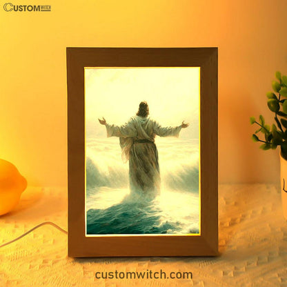 Jesus Walking Through The Sea Frame Lamp Pictures - Christian Art - Jesus Frame Lamp Art