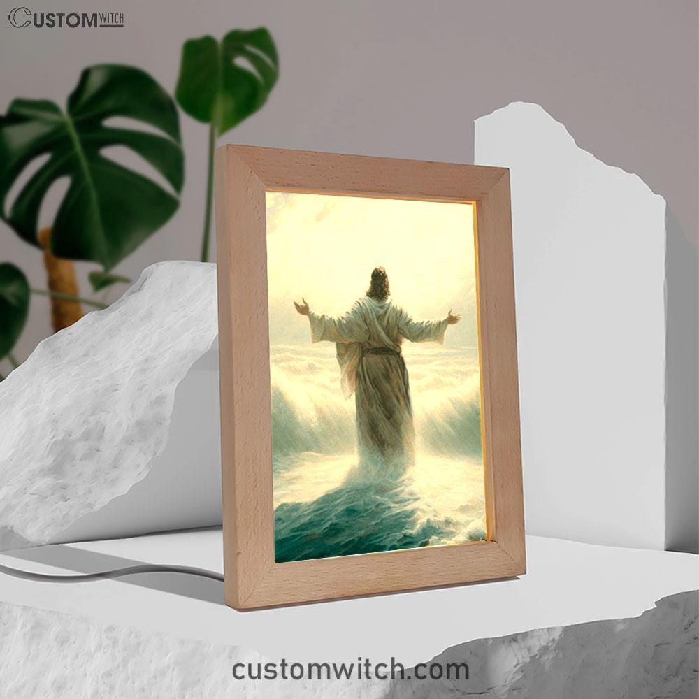 Jesus Walking Through The Sea Frame Lamp Pictures - Christian Art - Jesus Frame Lamp Art