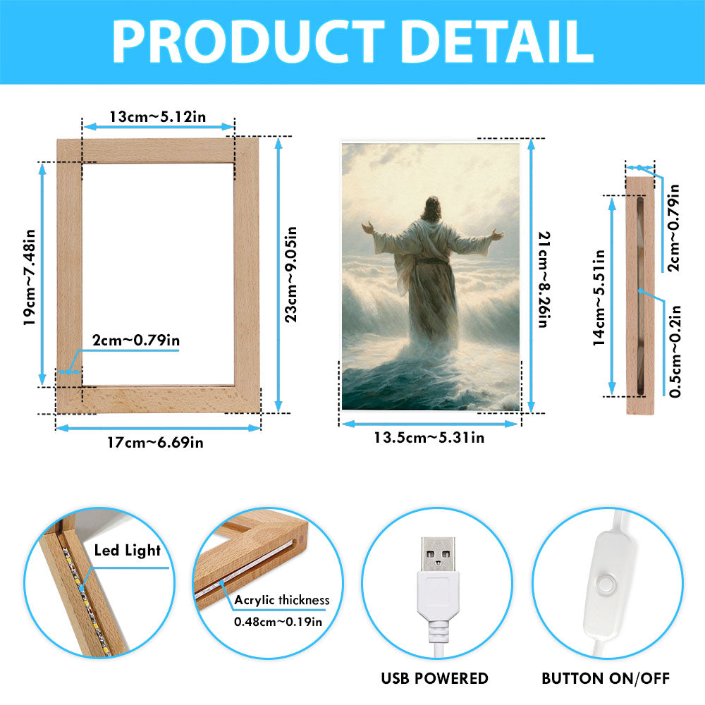 Jesus Walking Through The Sea Frame Lamp Pictures - Christian Art - Jesus Frame Lamp Art
