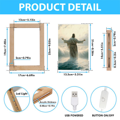 Jesus Walking Through The Sea Frame Lamp Pictures - Christian Art - Jesus Frame Lamp Art