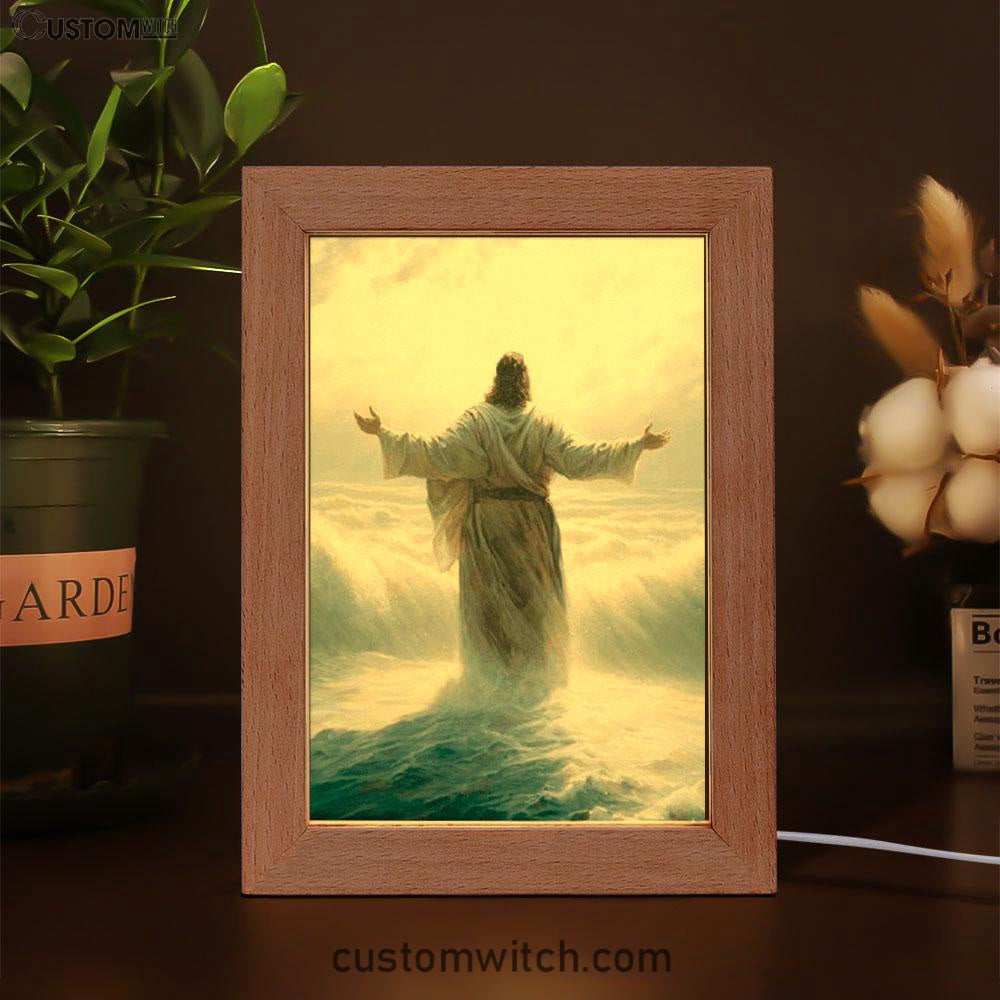 Jesus Walking Through The Sea Frame Lamp Pictures - Christian Art - Jesus Frame Lamp Art