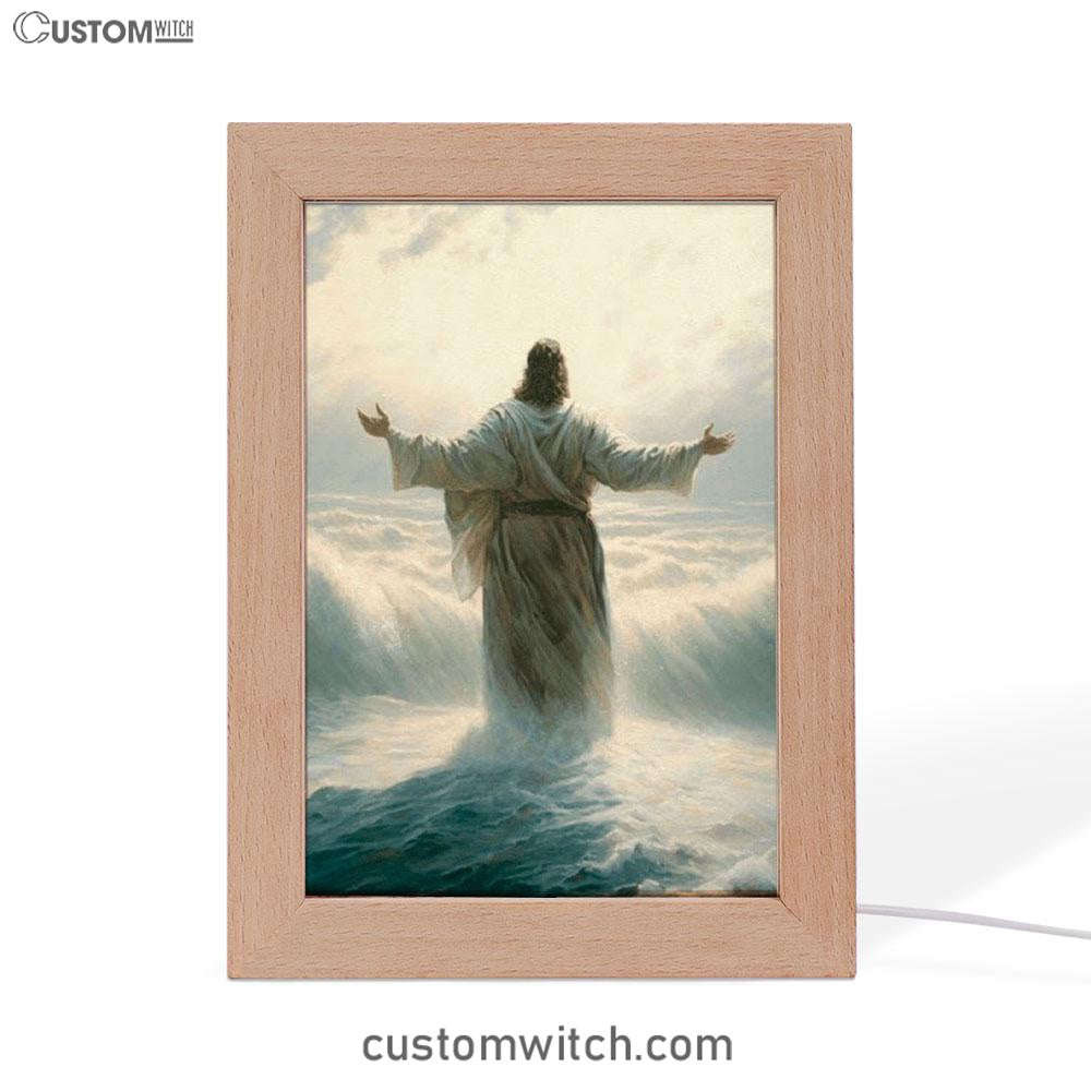 Jesus Walking Through The Sea Frame Lamp Pictures - Christian Art - Jesus Frame Lamp Art