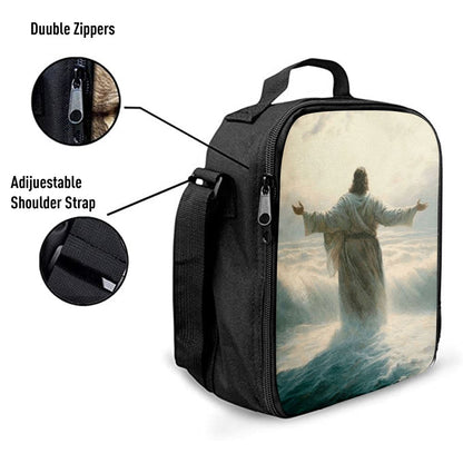Jesus Walking Through The Sea Lunch Bag, Christian Lunch Box For School, Picnic