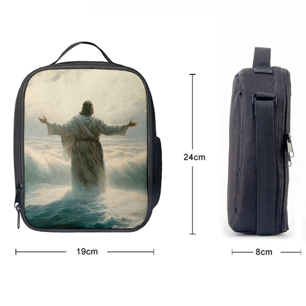 Jesus Walking Through The Sea Lunch Bag, Christian Lunch Box For School, Picnic